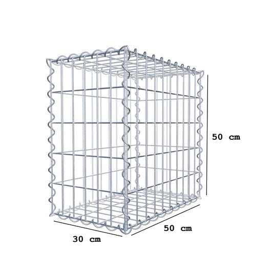 Gabion 50 cm x 50 cm x 30 cm (L x H x D), mesh size 5 cm x 10 cm, spiral