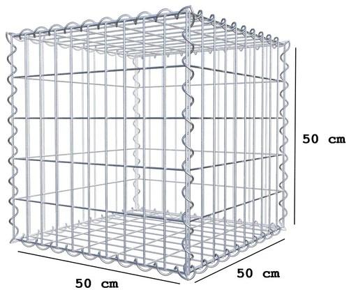 4er Set Gabionen 50 x 50 x 50 cm (L x H x T), Maschenweite 5 x 10 cm, Spiralverschluss, Drahtstärke 4,5 mm