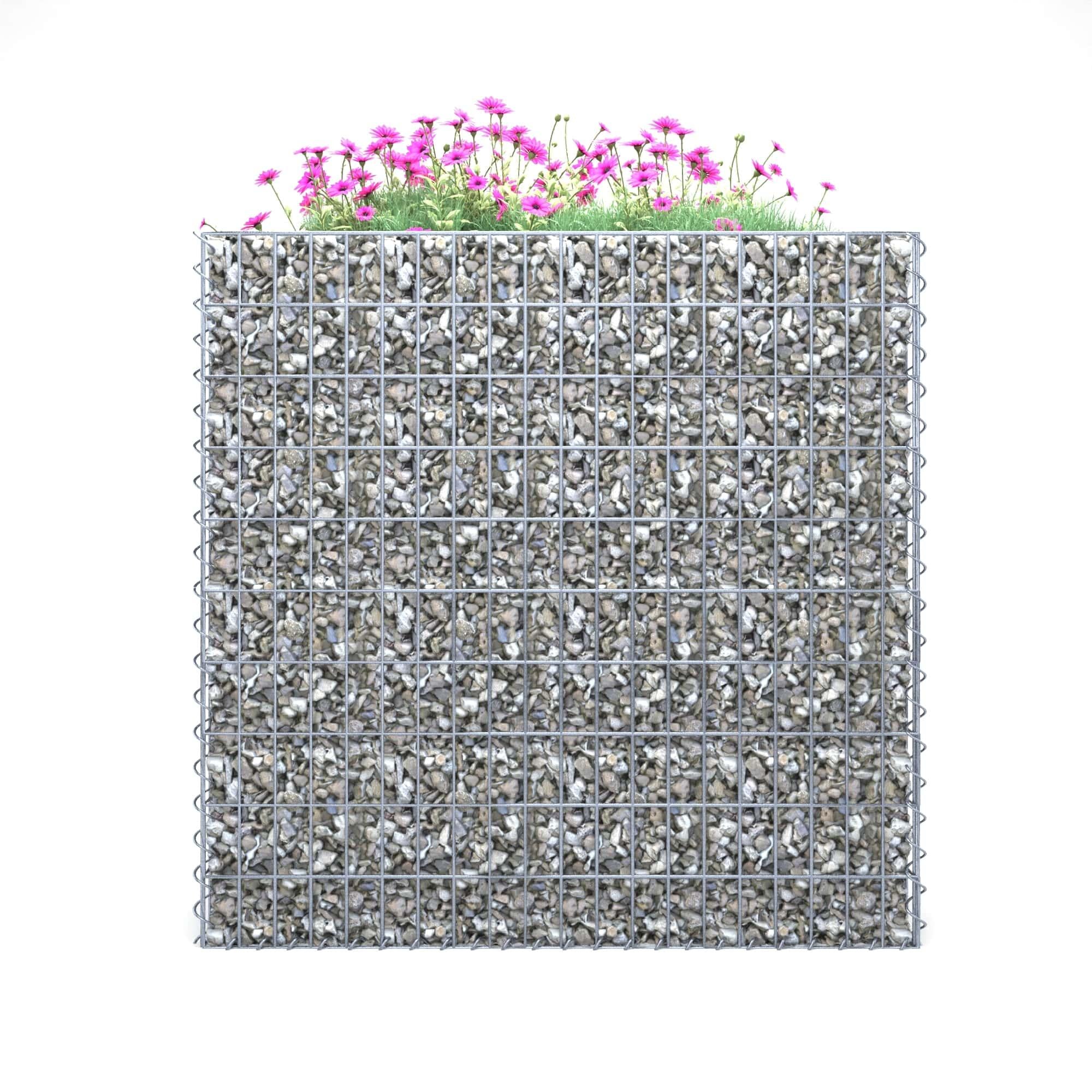Högbädd, fyrkantig 100 cm x 100 cm x 60 cm (L x H x D), maskstorlek 5 x 10 cm, väggtjocklek 10 cm