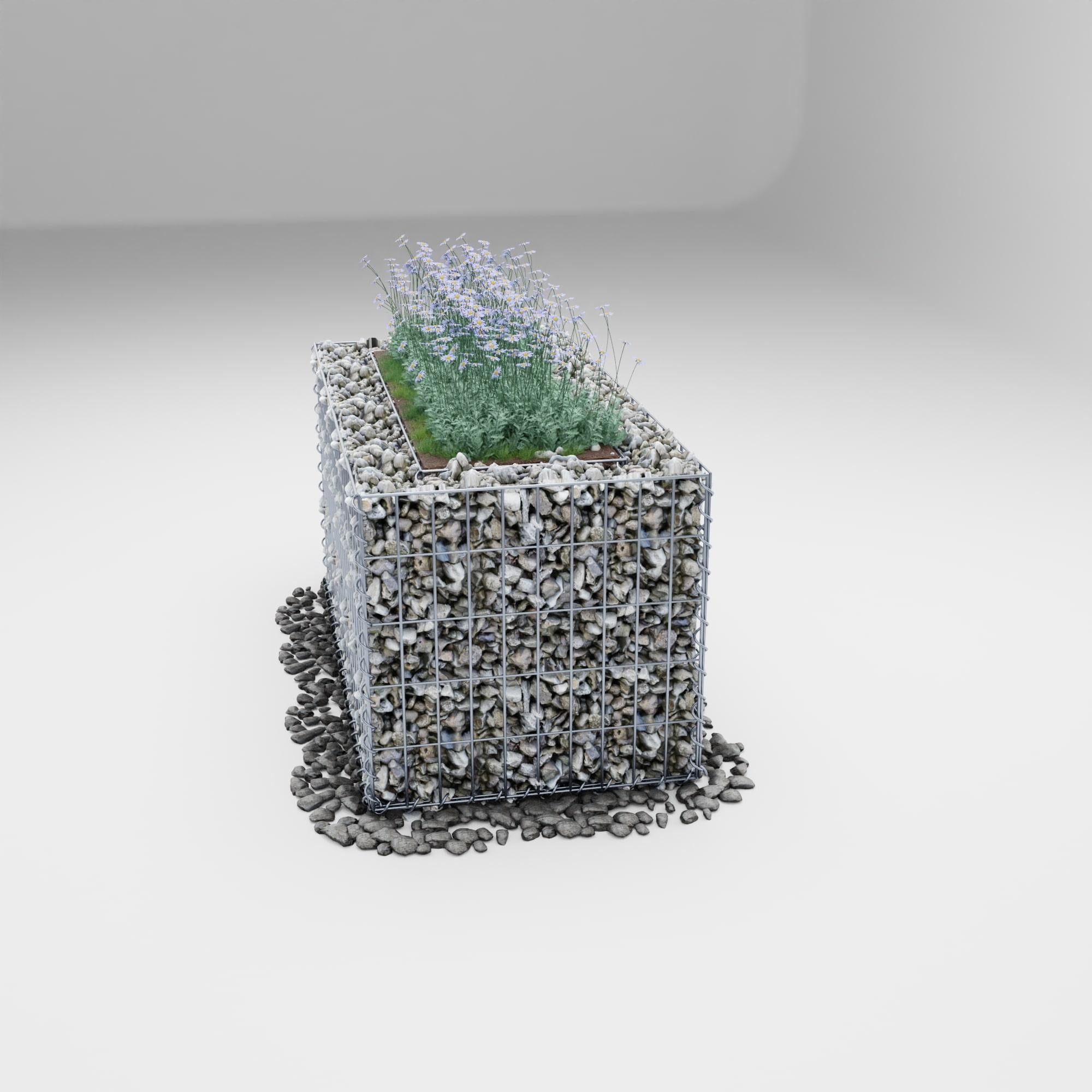 Högbädd, fyrkantig 100 cm x 50 cm x 50 cm (L x H x D), maskstorlek 5 x 10 cm, väggtjocklek 10 cm