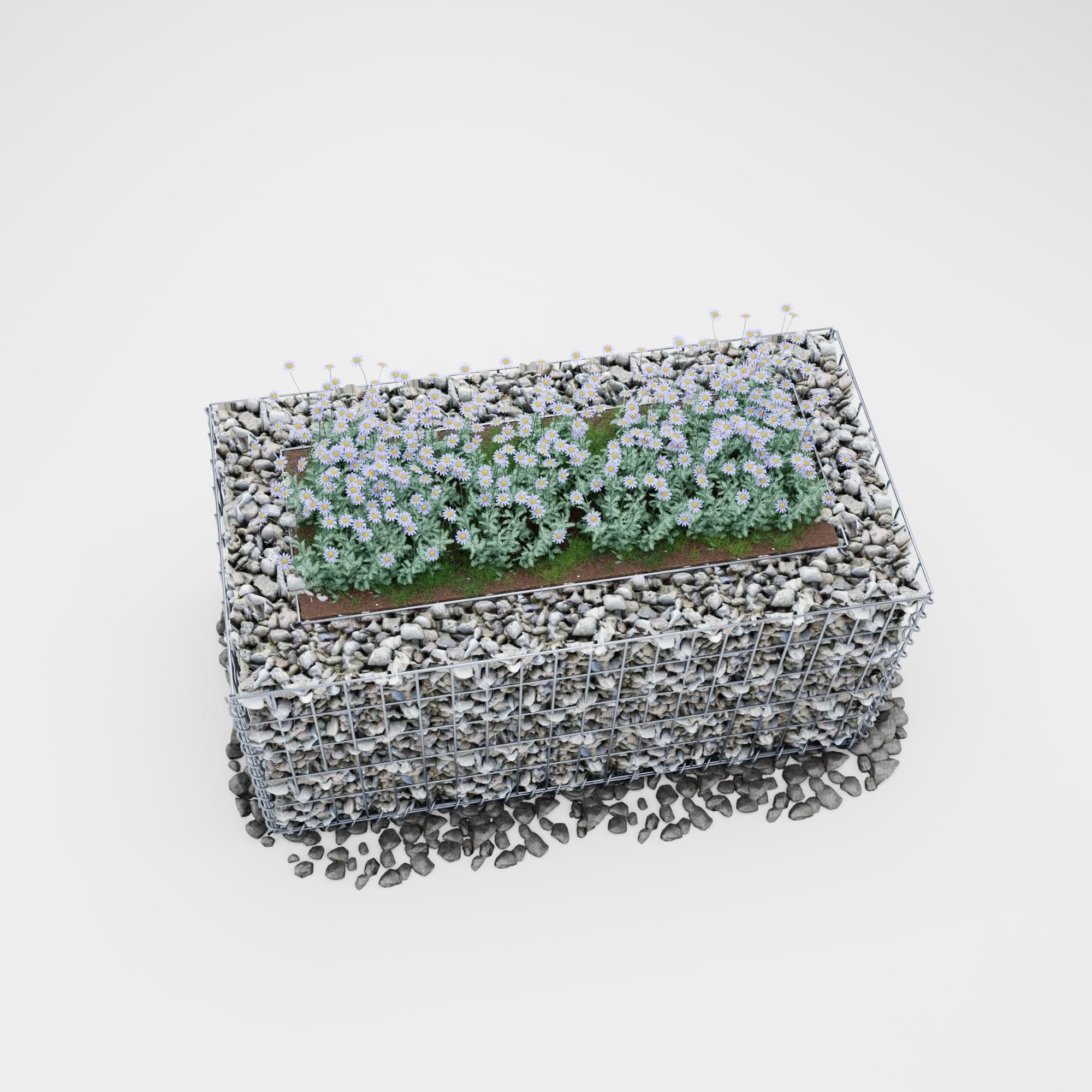 Högbädd, fyrkantig 100 cm x 50 cm x 50 cm (L x H x D), maskstorlek 5 x 10 cm, väggtjocklek 10 cm