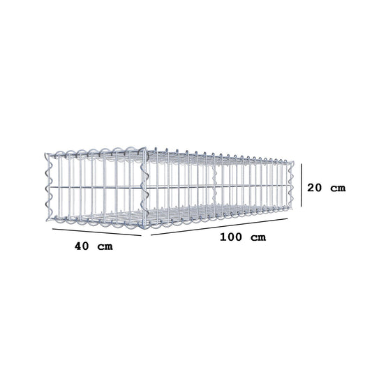 Gabbione 100 cm x 20 cm x 40 cm (L x H x P), maglia 5 cm x 10 cm, spirale