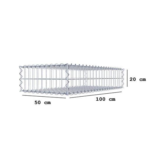 Gabbione 100 cm x 20 cm x 50 cm (L x H x P), maglia 5 cm x 10 cm, spirale