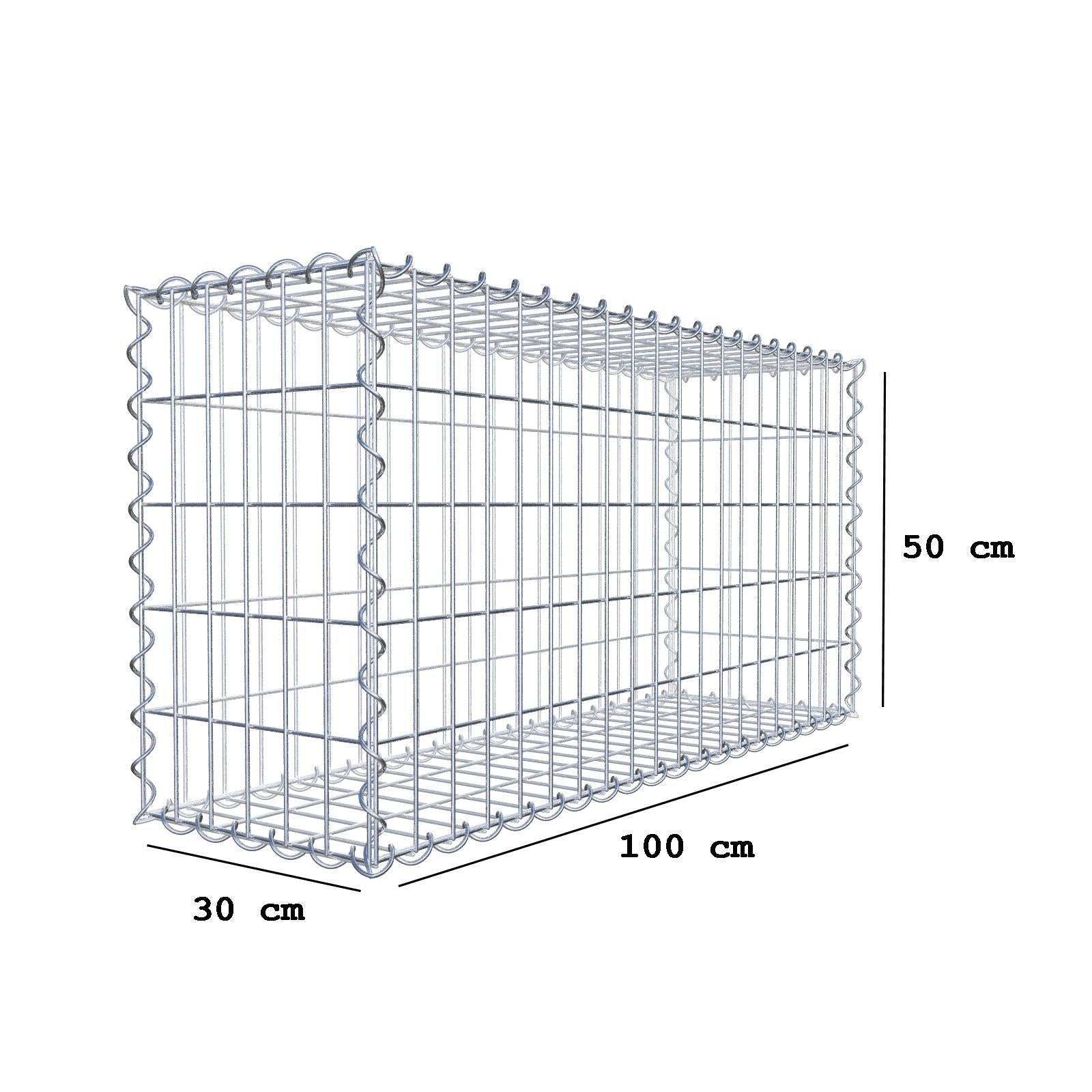 Økonomisæt 3x Gabion 100 cm x 50 cm x 30 cm (L x H x D), maskestørrelse 5 cm x 10 cm, spiral