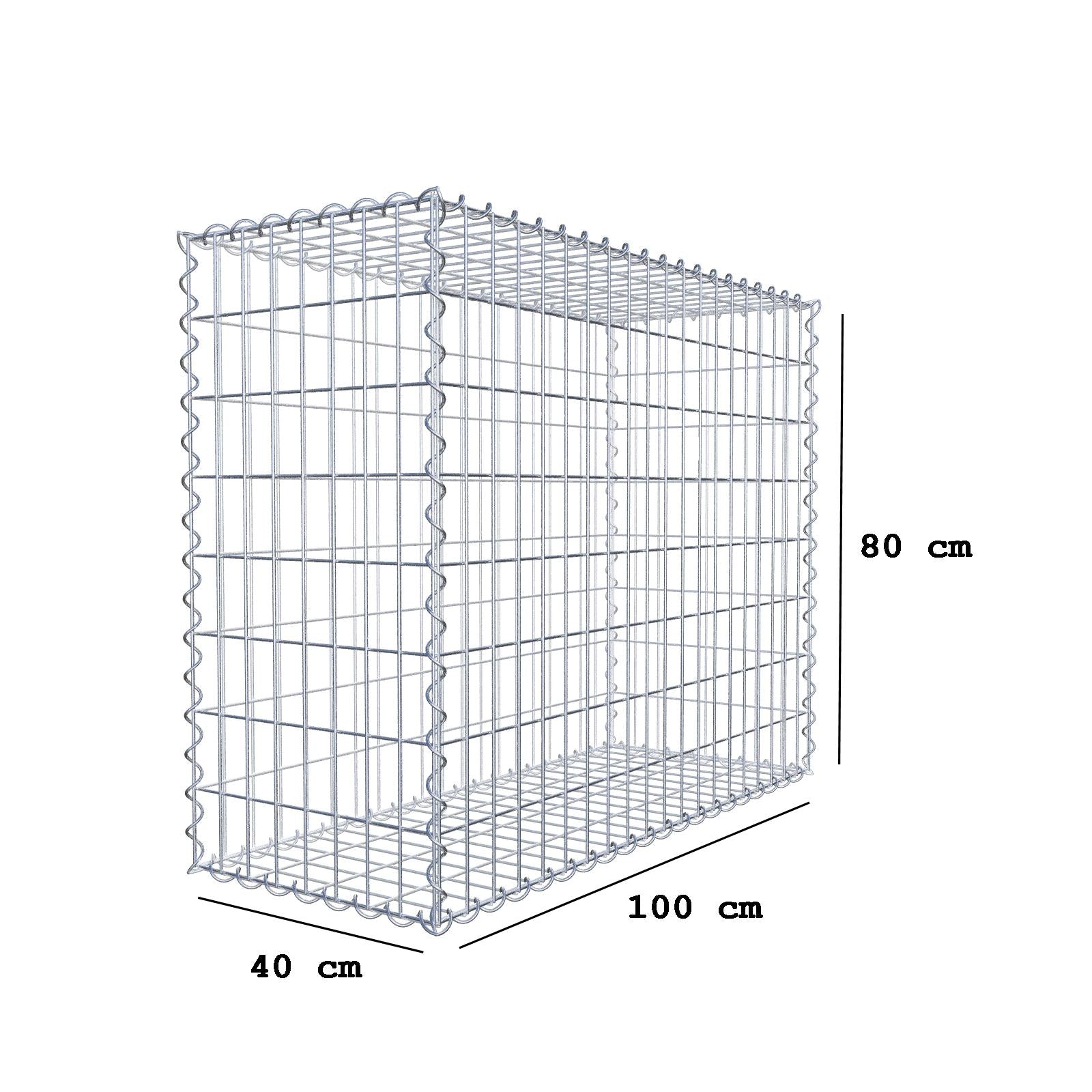 Gabion 100 cm x 80 cm x 40 cm (L x H x D), maskstorlek 5 cm x 10 cm, spiral