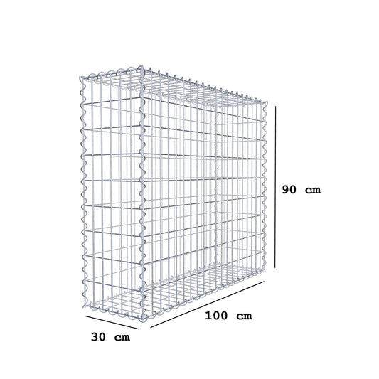 Gabion 100 cm x 90 cm x 30 cm (L x H x D), maskstorlek 5 cm x 10 cm, spiral