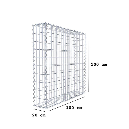Gabião 100 cm x 100 cm x 20 cm (C x A x P), malhagem 5 cm x 10 cm, espiral