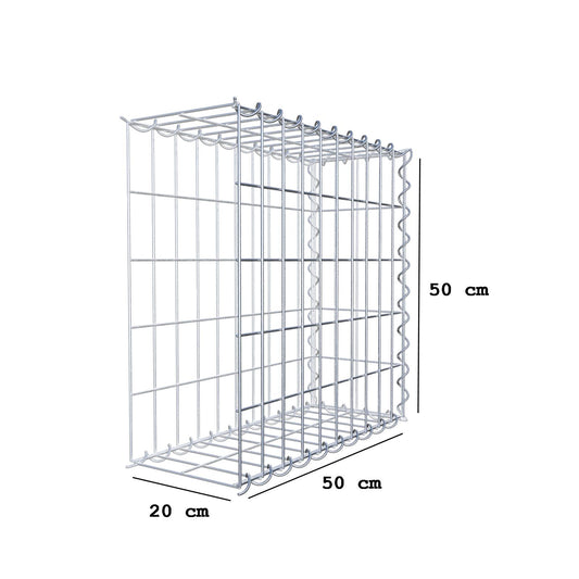 Gabião tipo 2 50 cm x 50 cm x 20 cm (C x A x P), malhagem 5 cm x 10 cm, espiral