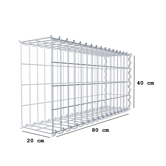 Gabião Tipo 2 80 cm x 40 cm x 20 cm (C x A x P), malhagem 5 cm x 10 cm, espiral