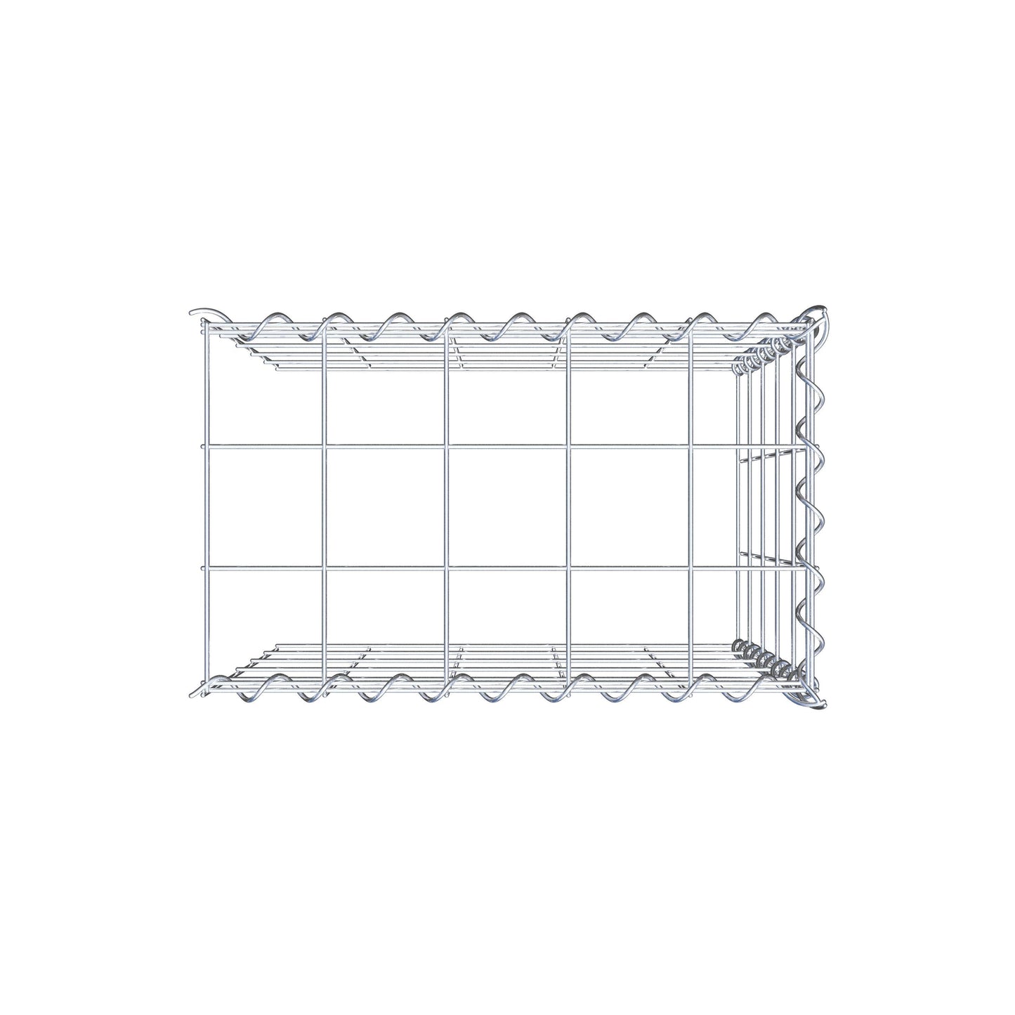 Gabião tipo 4 50 cm x 50 cm x 30 cm (C x A x P), malhagem 10 cm x 10 cm, espiral