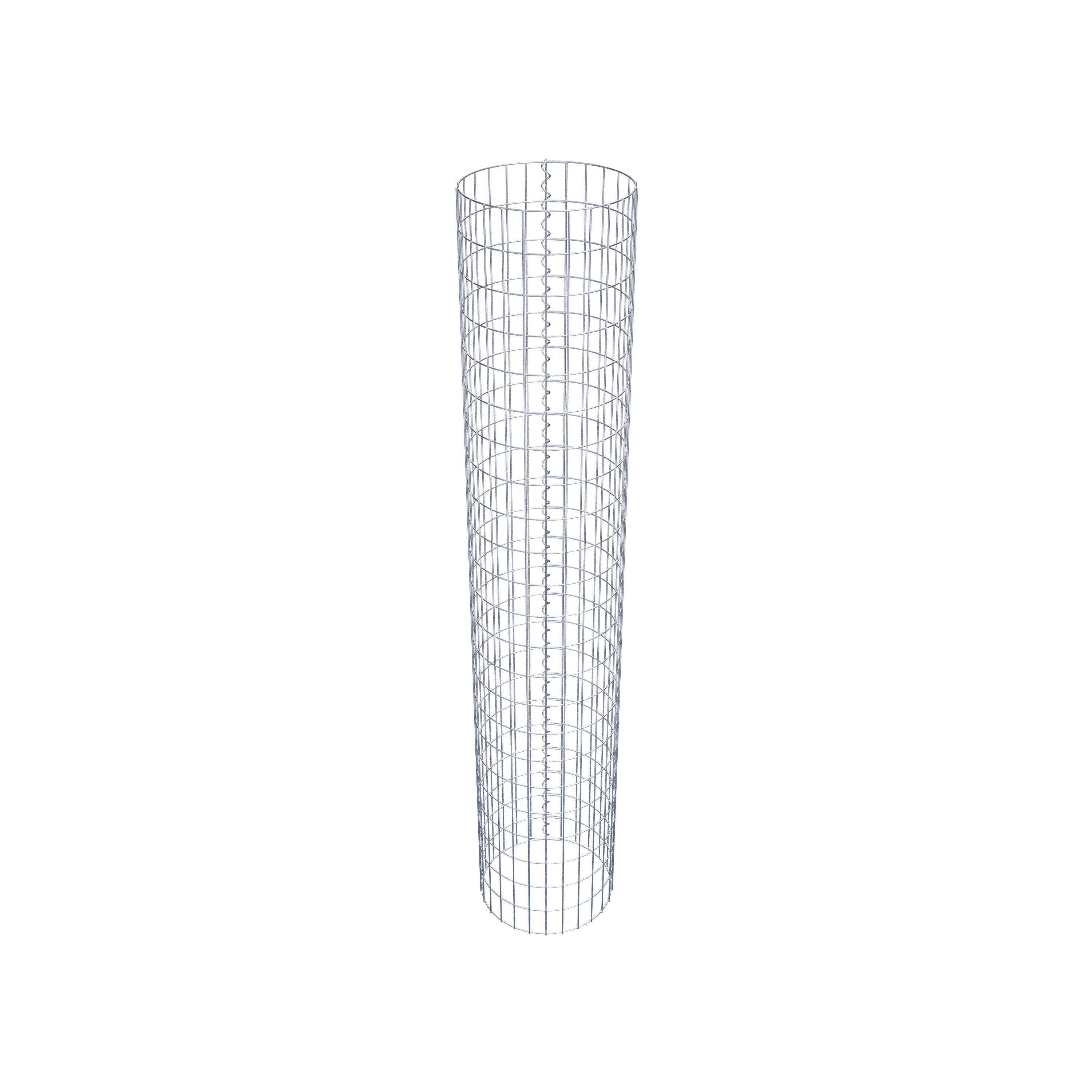 Schanskorfzuil rond 42 cm diameter, 230 cm hoogte, maaswijdte 5 cm x 10 cm