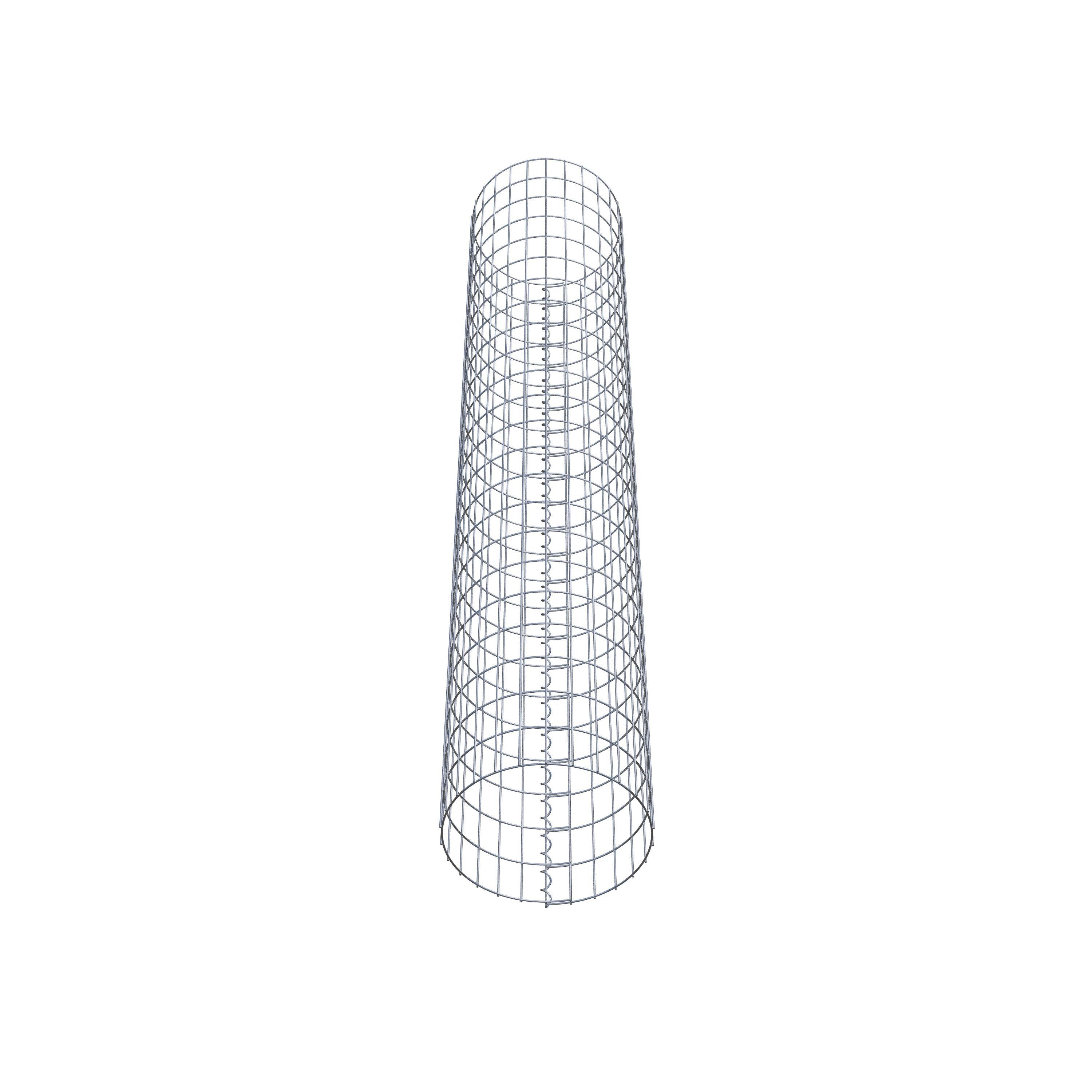 Schanskorfzuil rond 42 cm diameter, 230 cm hoogte, maaswijdte 5 cm x 10 cm