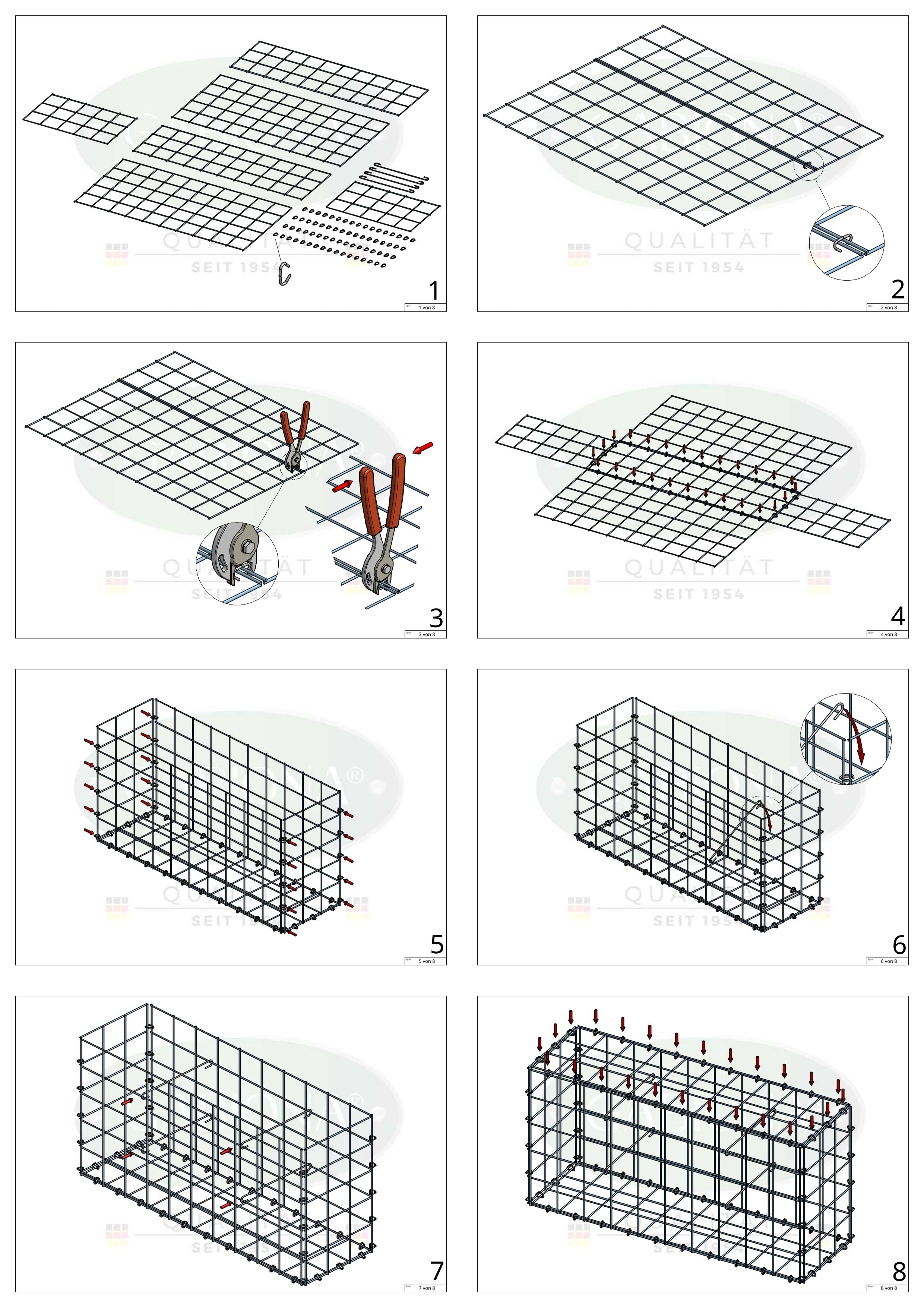 Gabião 100 cm x 80 cm x 30 cm (C x A x P), malhagem 10 cm x 10 cm, anel C
