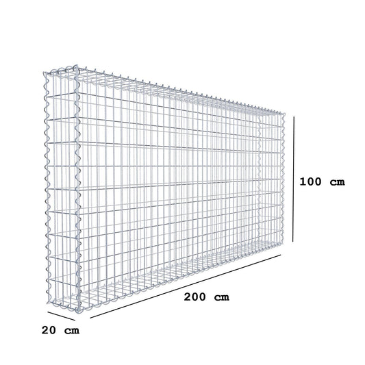 Gabion 200 cm x 100 cm x 20 cm (L x H x D), maskstorlek 5 cm x 10 cm, spiral