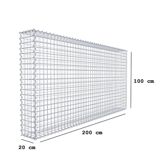 Gabion 200 cm x 100 cm x 20 cm (L x H x D), maskstorlek 5 cm x 5 cm, spiral