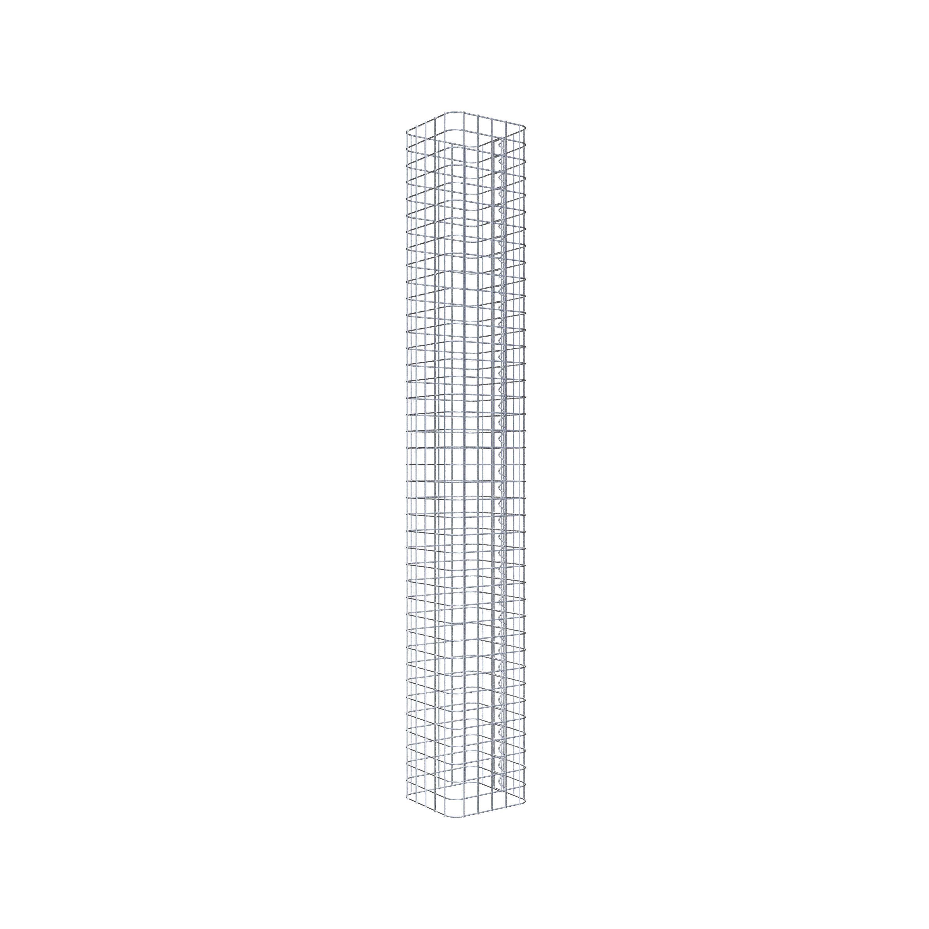 Rektangulär varmförzinkad gabionpelare, 27 cm x 27 cm, 200 cm hög, MW 5 cm x 5 cm