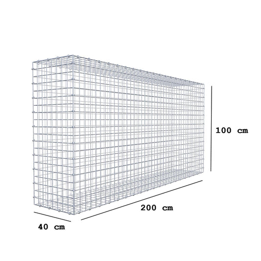 Gabione 200 cm x 100 cm x 40 cm (L x H x T), Maschenweite 5 x 5 cm, Spiralring