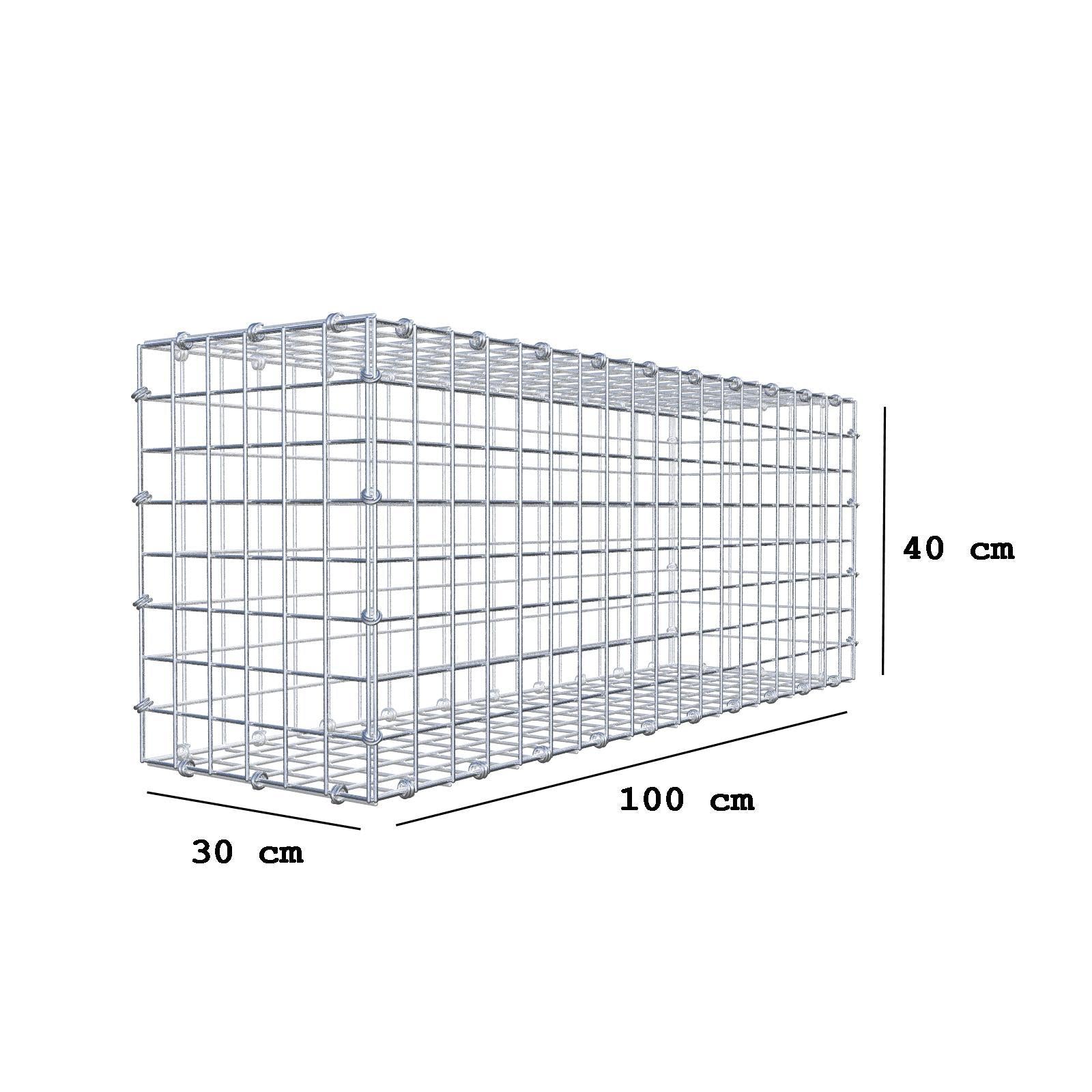 Gabion 100 cm x 40 cm x 30 cm (L x H x D), maskestørrelse 5 x 5 cm, spiralring