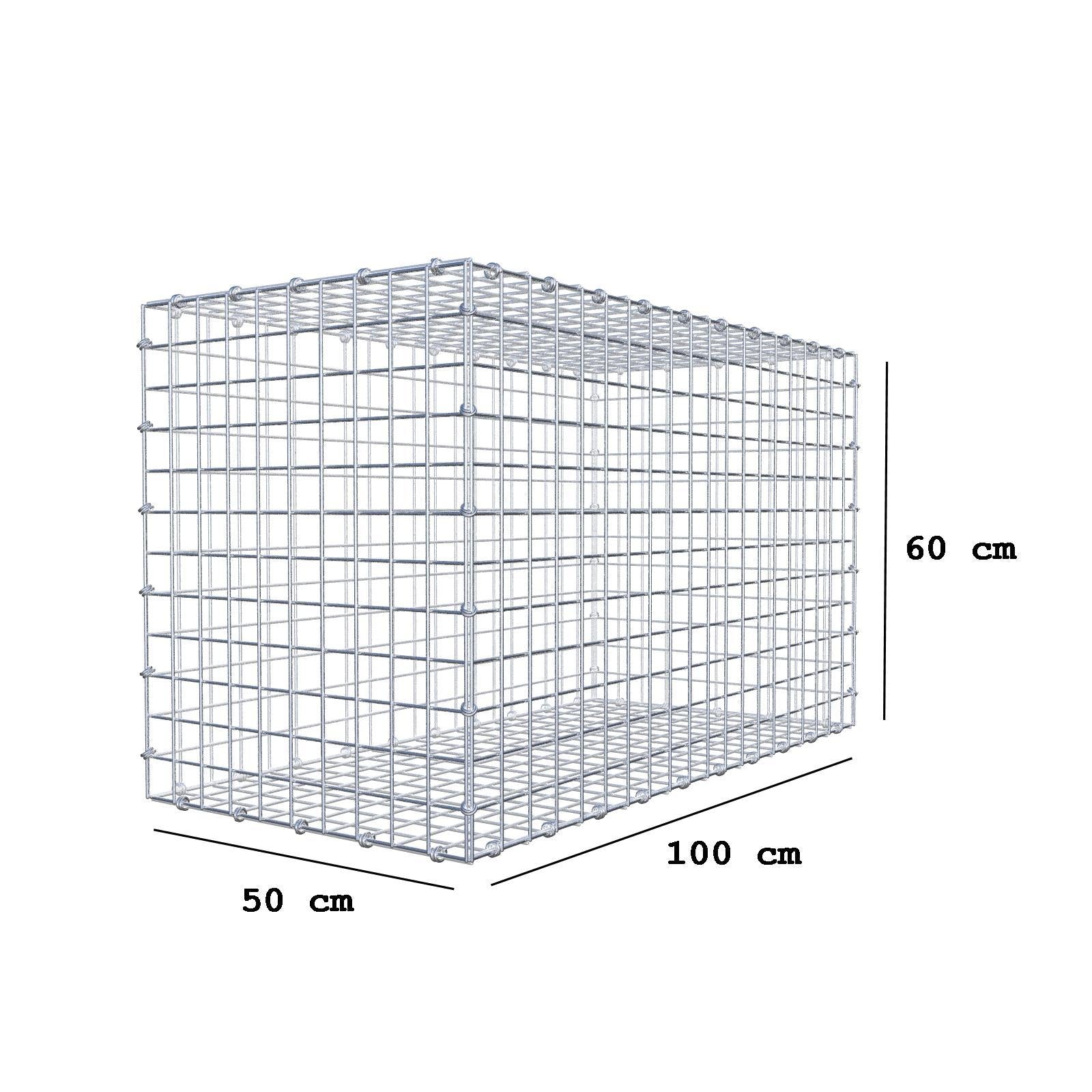 Gabione 100 cm x 60 cm x 50 cm (L x H x T), Maschenweite 5 x 5 cm, Spiralring