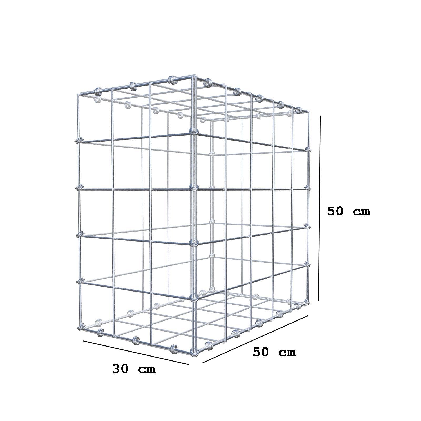 Gabion 50 cm x 50 cm x 30 cm (L x H x P), mailles 10 x 10 cm, anneau en spirale