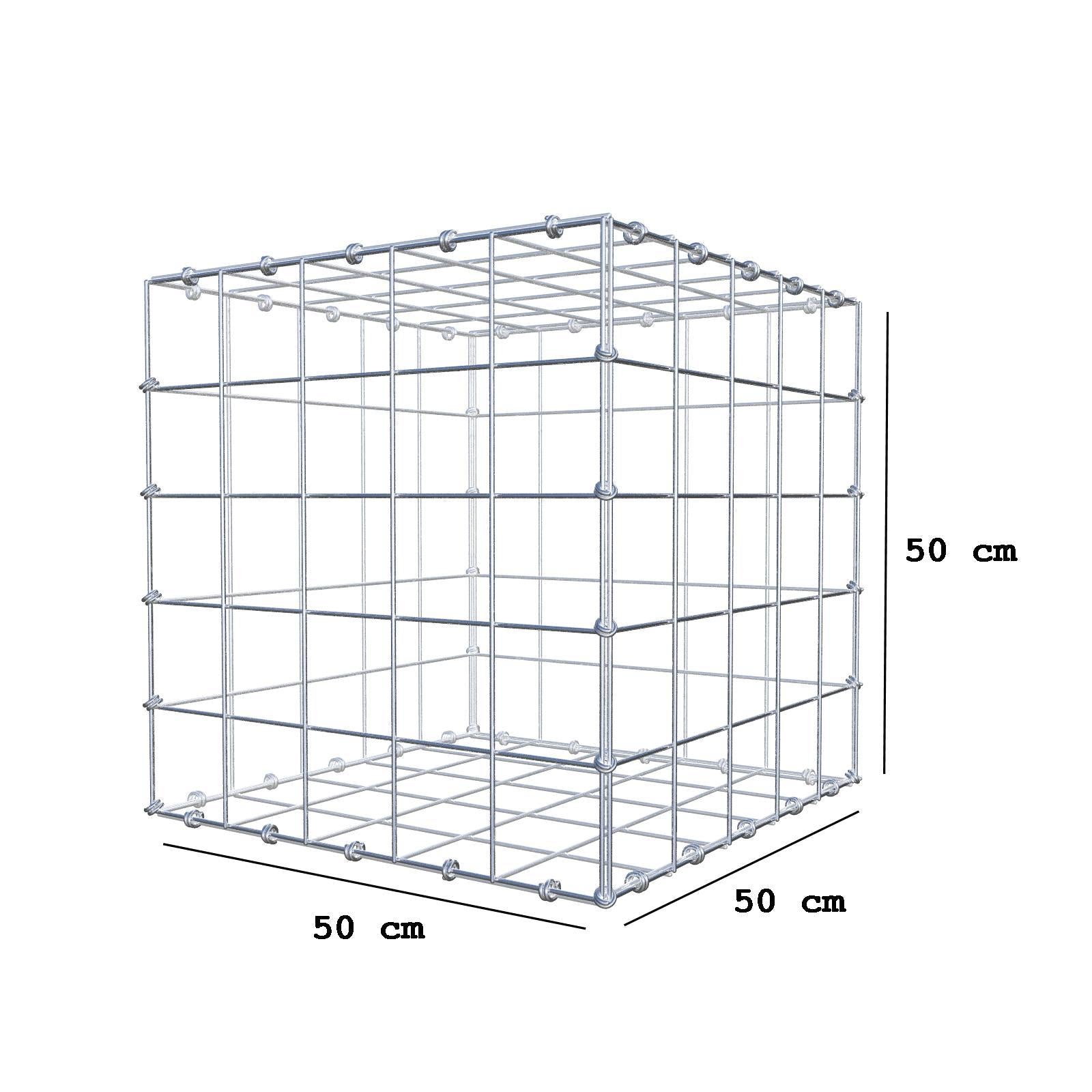 Gabion 50 cm x 50 cm x 50 cm (L x H x P), mailles 10 x 10 cm, anneau en spirale