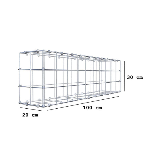 Gabbione 100 cm x 30 cm x 20 cm (L x H x P), maglia 10 x 10 cm, anello a spirale