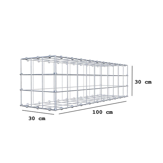 Gabião 100 cm x 30 cm x 30 cm (C x A x P), malhagem 10 x 10 cm, anel espiral