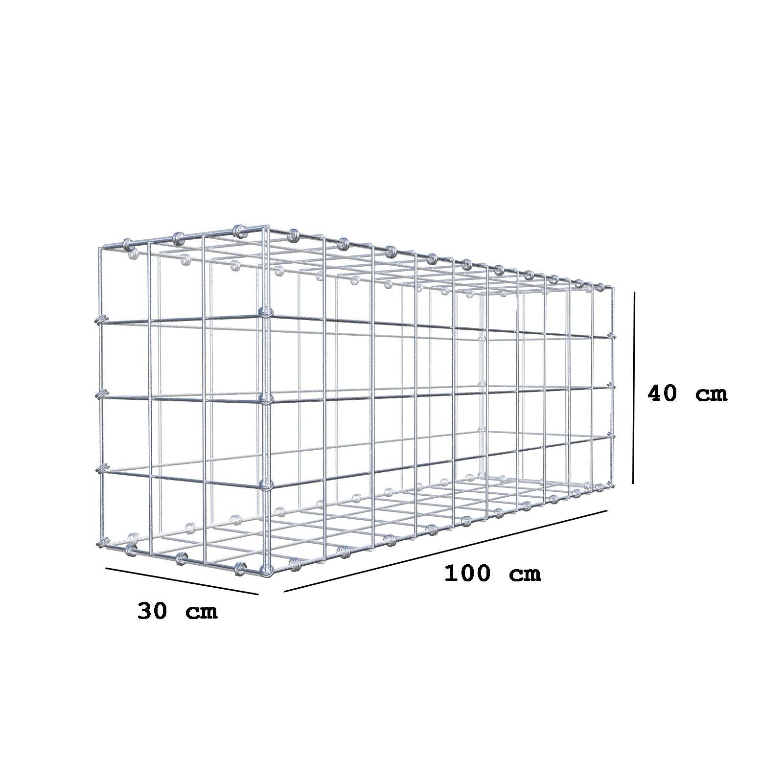 Gabione 100 cm x 40 cm x 30 cm (L x H x T), Maschenweite 10 x 10 cm, Spiralring