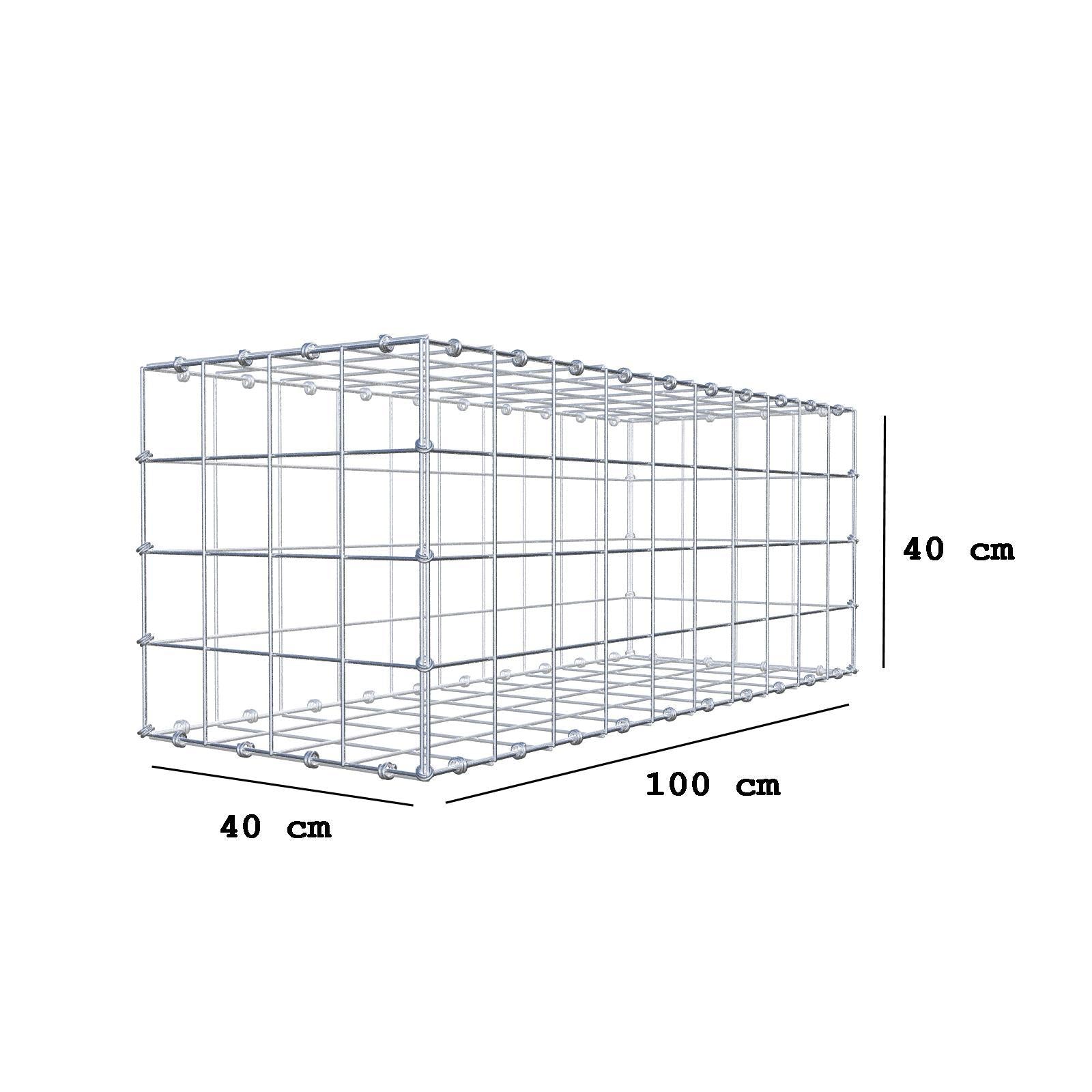 Gabione 100 cm x 40 cm x 40 cm (L x H x T), Maschenweite 10 x 10 cm, Spiralring