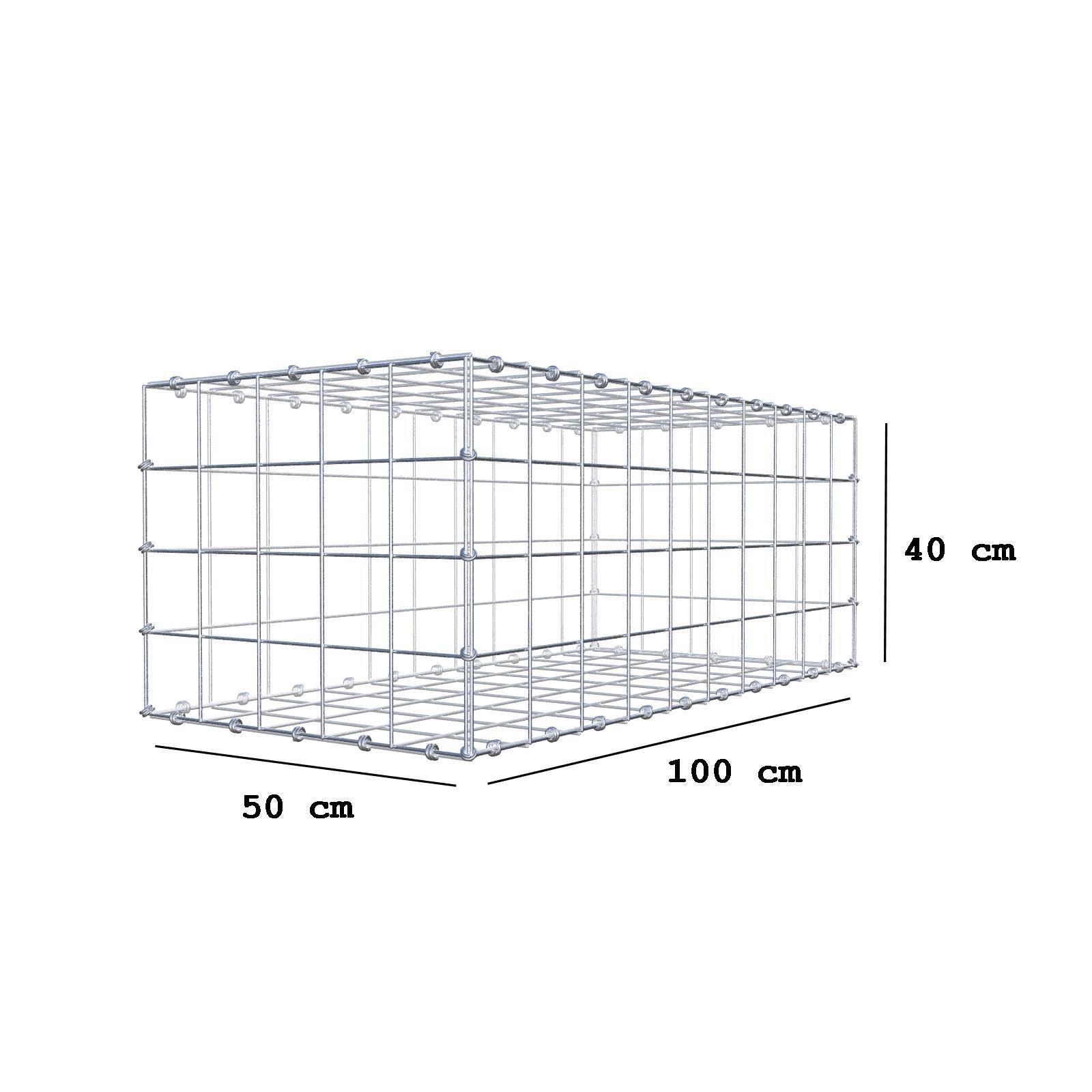 Gabion 100 cm x 40 cm x 50 cm (L x H x P), mailles 10 x 10 cm, anneau en spirale