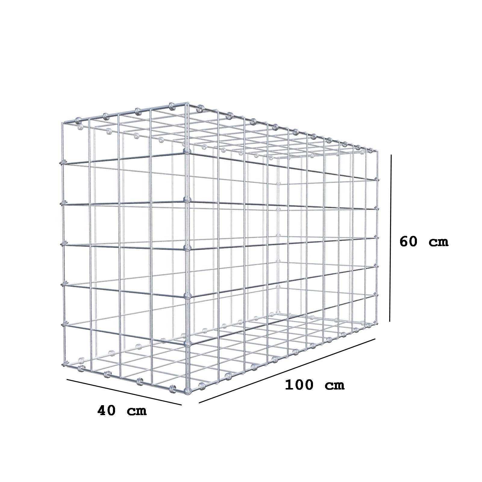 Gabion 100 cm x 60 cm x 40 cm (L x H x P), mailles 10 x 10 cm, anneau en spirale