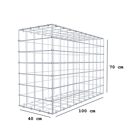 Gabion 100 cm x 70 cm x 40 cm (L x H x D), maskstorlek 10 x 10 cm, spiralring
