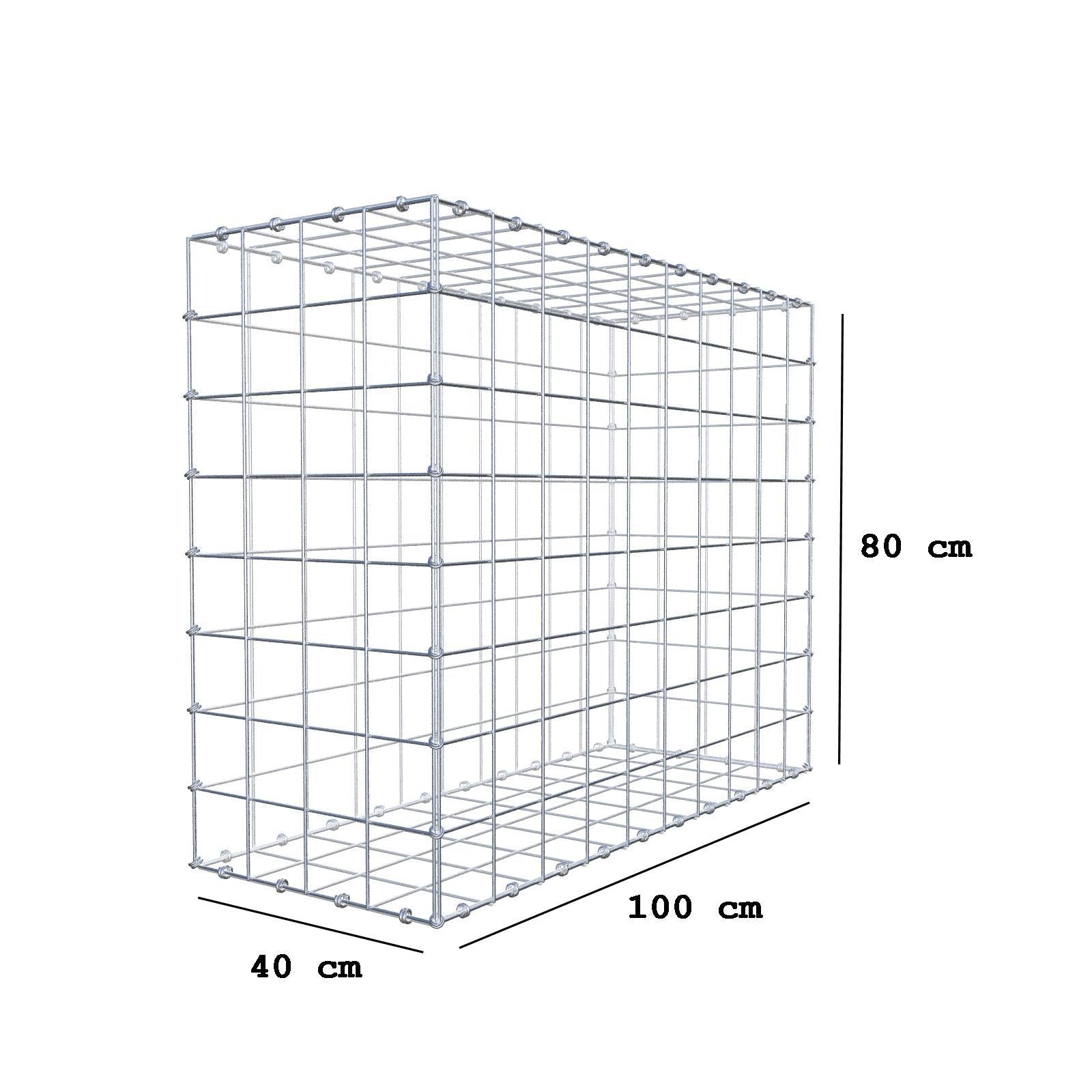 Gabion 100 cm x 80 cm x 40 cm (L x H x D), mesh size 10 x 10 cm, spiral ring