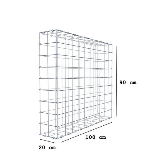 Gabione 100 cm x 90 cm x 20 cm (L x H x T), Maschenweite 10 x 10 cm, Spiralring