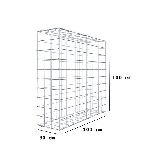 Gabião 100 cm x 100 cm x 30 cm (C x A x P), malhagem 10 x 10 cm, anel espiral