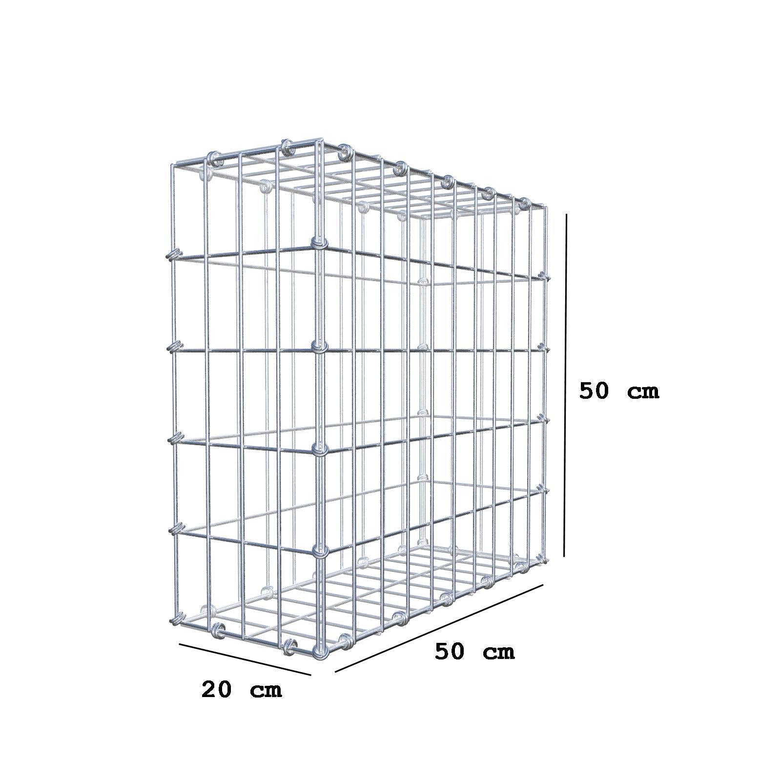 Gabione 50 cm x 50 cm x 20 cm (L x H x T), Maschenweite 5 x 10 cm, Spiralring