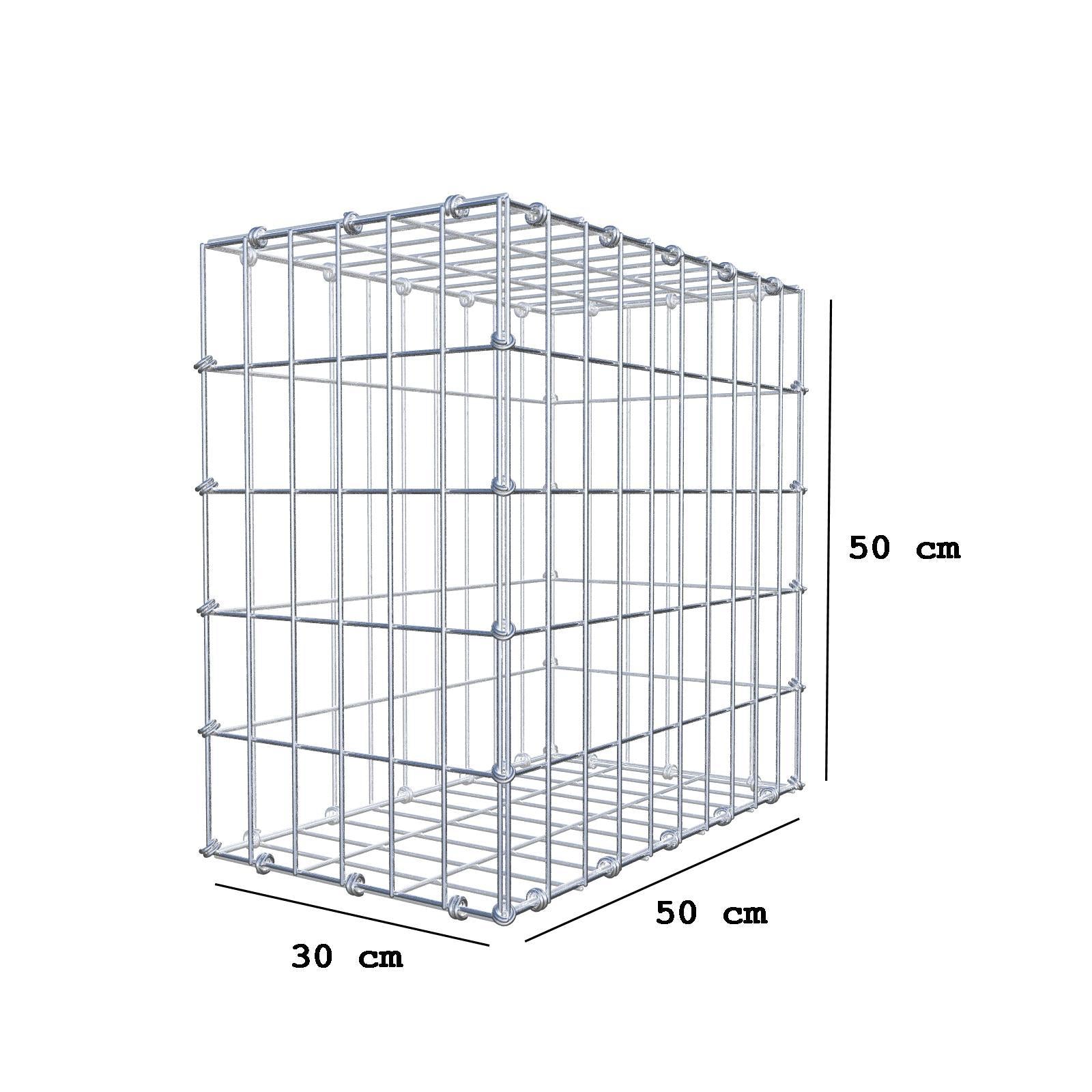 Gabione 50 cm x 50 cm x 30 cm (L x H x T), Maschenweite 5 x 10 cm, Spiralring