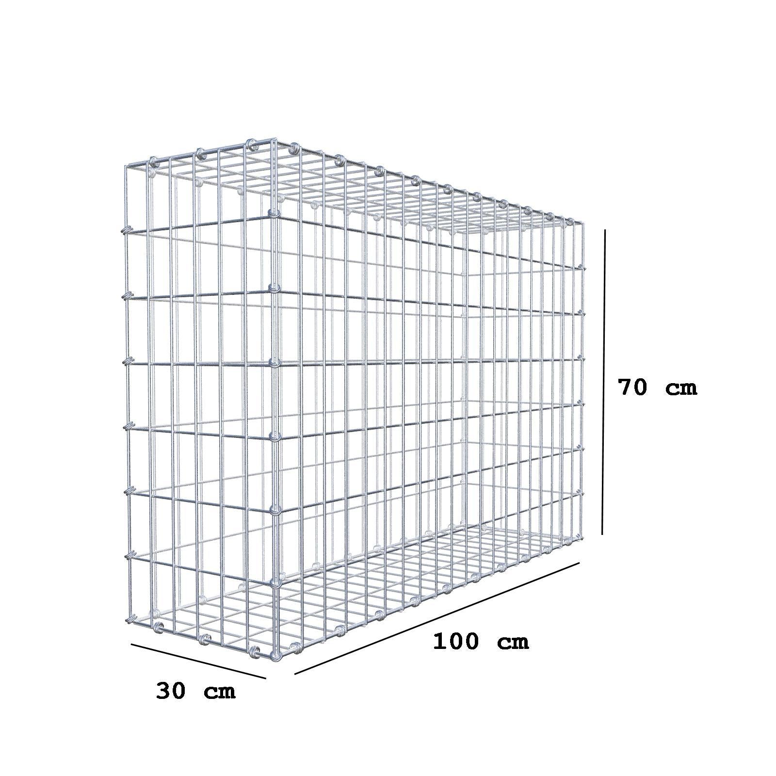 Schanskorf 100 cm x 70 cm x 30 cm (L x H x D), maaswijdte 5 x 10 cm, spiraalring