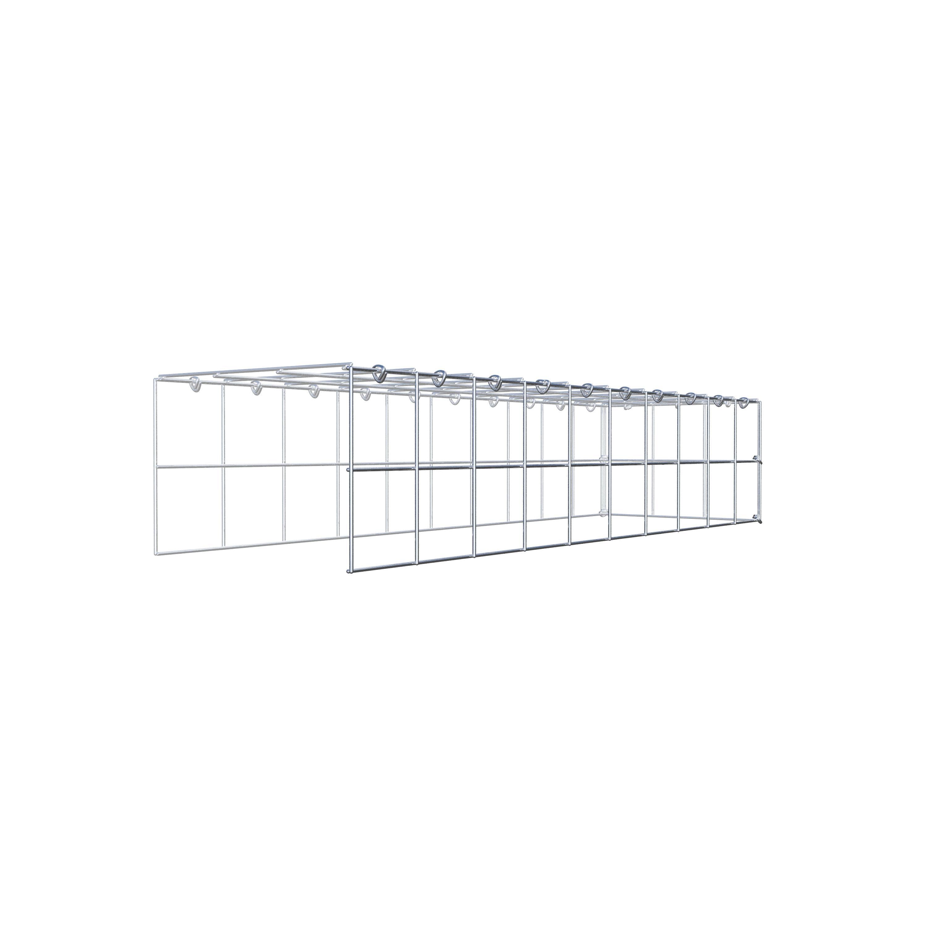 Typ 4 påbyggnadsgabion 100 cm x 20 cm x 30 cm (L x H x D), maskstorlek 10 cm x 10 cm, C-ring