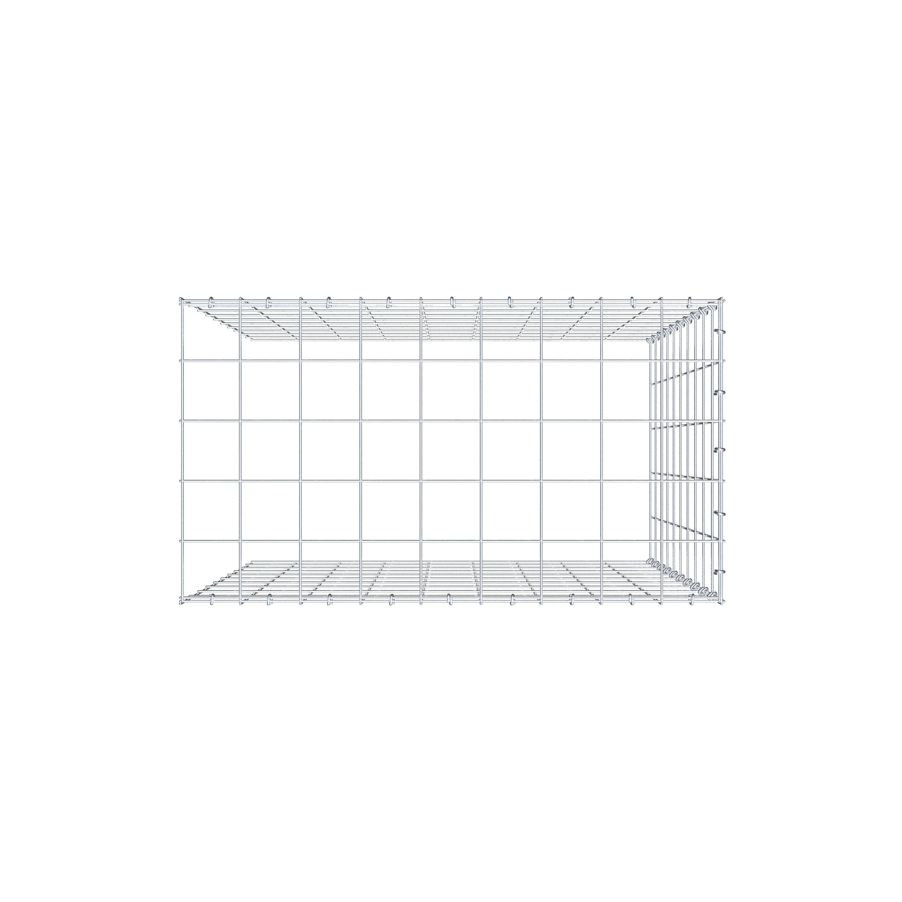 Monteret gabion type 4 100 cm x 90 cm x 50 cm (L x H x D), maskestørrelse 10 cm x 10 cm, C-ring