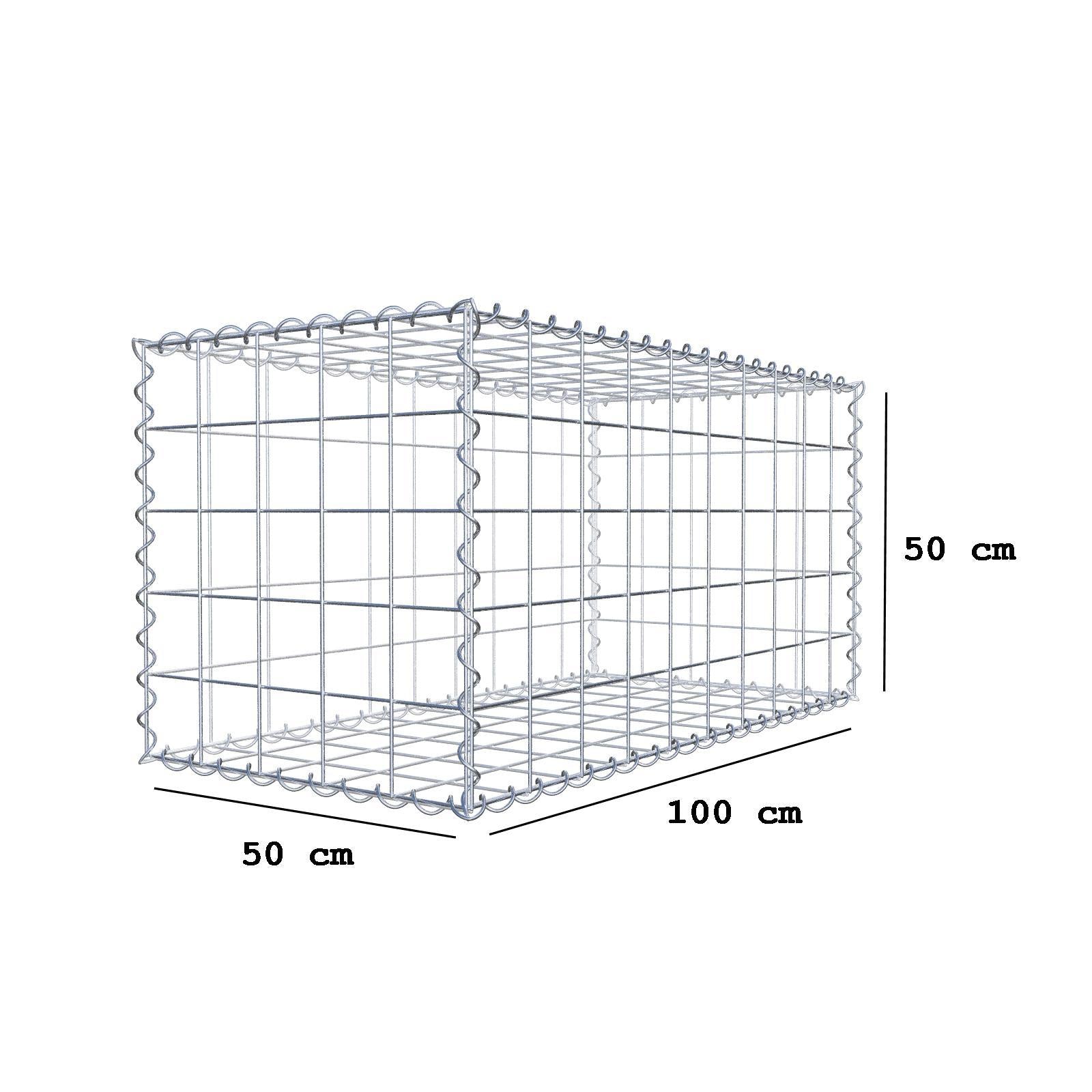 Set of 2 gabions 100 cm x 50 cm x 50 cm (L x H x D), mesh size 10 x 10 cm, spiral