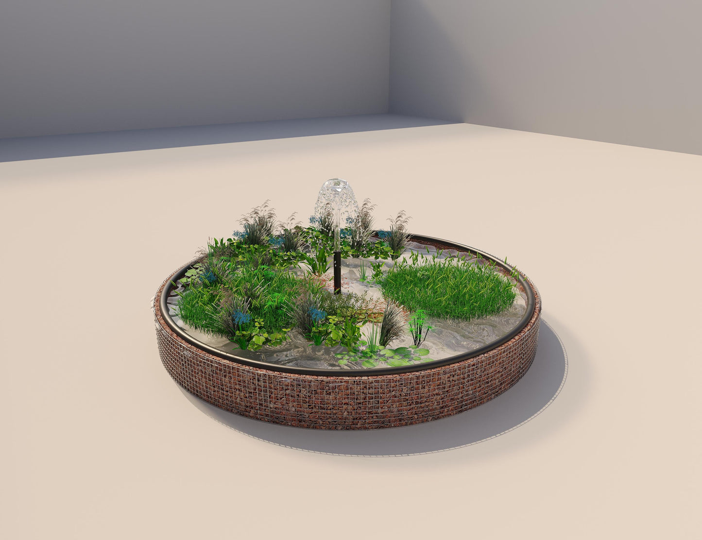 Gabion upphöjd damm rund, ytterdiameter 502 cm, höjd 50 cm, maskstorlek 5 x 5 cm, väggtjocklek 15 cm