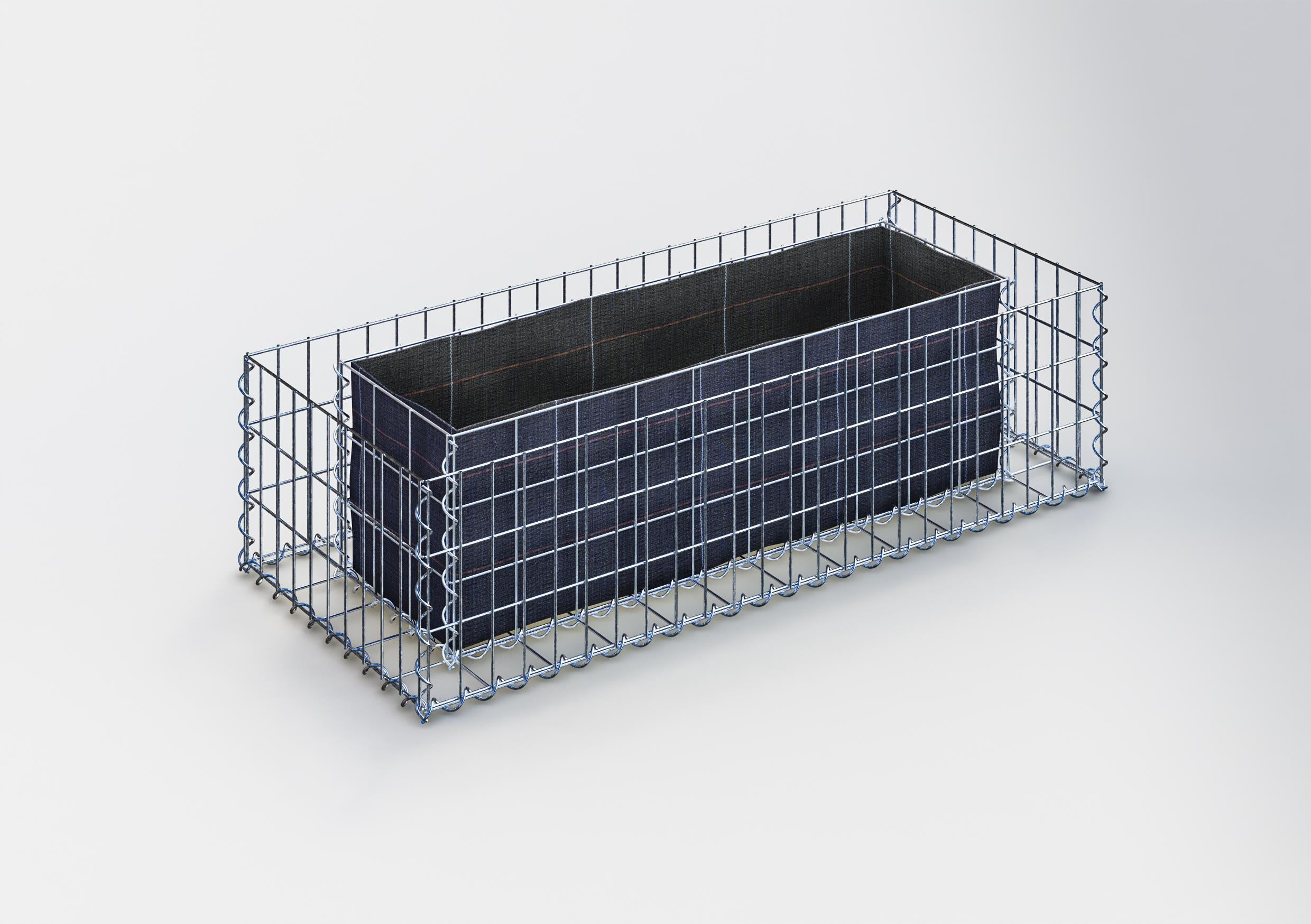 Högbädd, fyrkantig 120 cm x 30 cm x 50 cm (L x H x D), maskstorlek 5 x 10 cm, väggtjocklek 10 cm