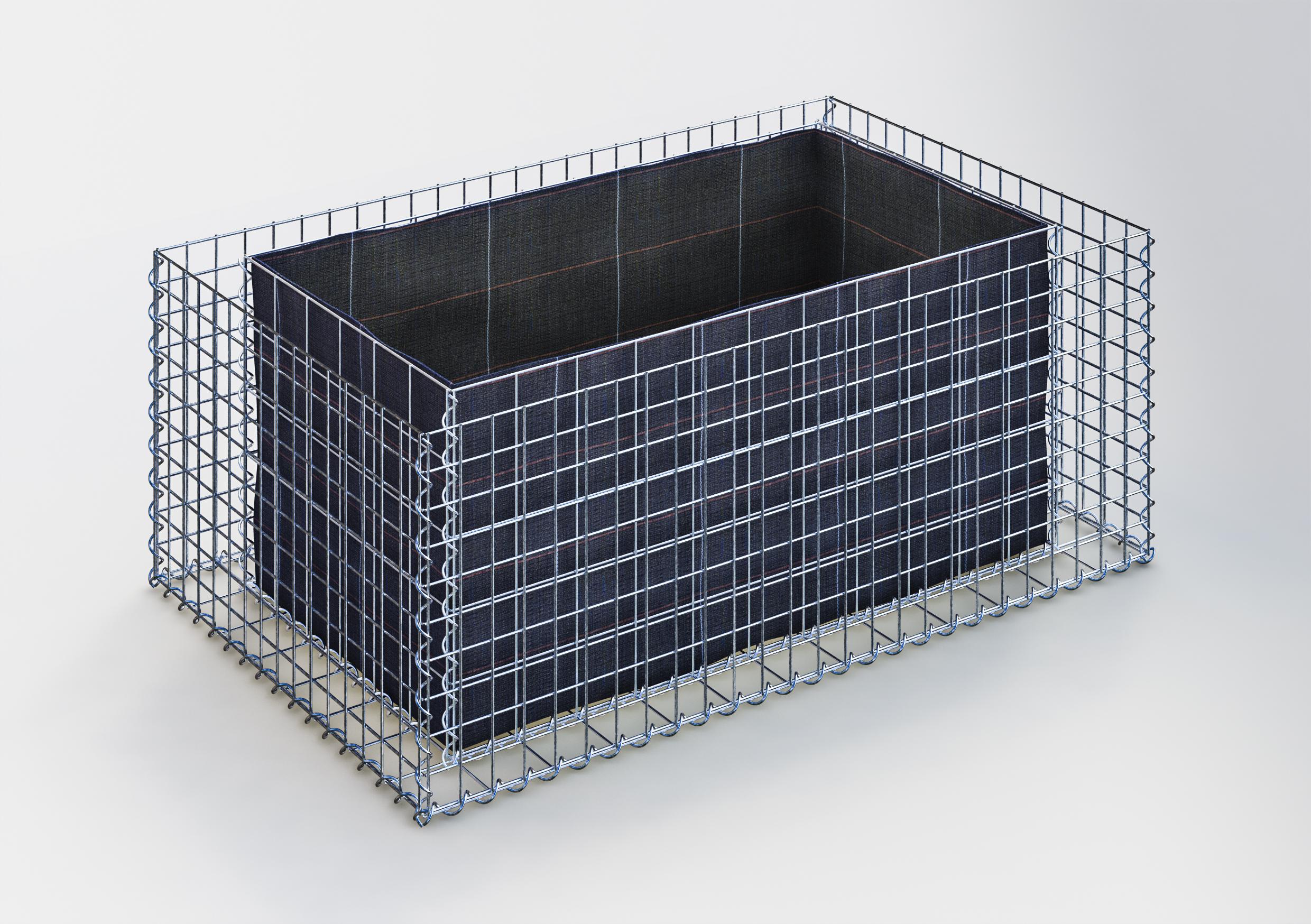 Högbädd, fyrkantig 130 cm x 50 cm x 80 cm (L x H x D), maskstorlek 5 x 5 cm, väggtjocklek 10 cm