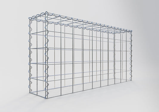 Opvokset gabion type 3 100 cm x 50 cm x 20 cm (L x H x D), maskestørrelse 10 cm x 10 cm, spiral