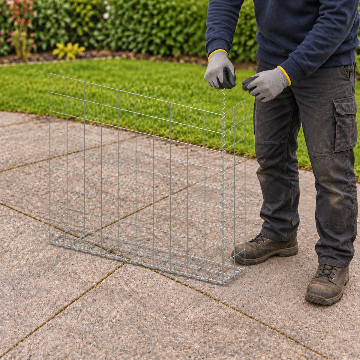 Gabion 100 cm x 90 cm x 20 cm (L x H x D), maskestørrelse 10 cm x 10 cm, spiral
