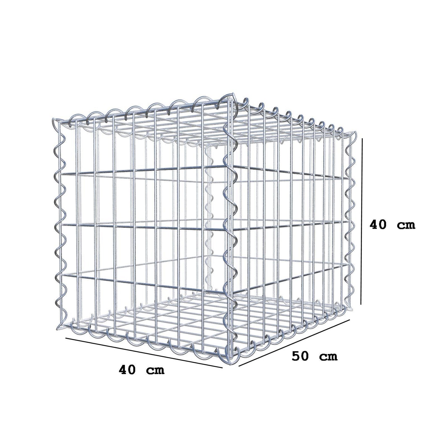 Gabione 50 cm x 40 cm x 40 cm (L x H x T), Maschenweite 5 cm x 10 cm, Spirale
