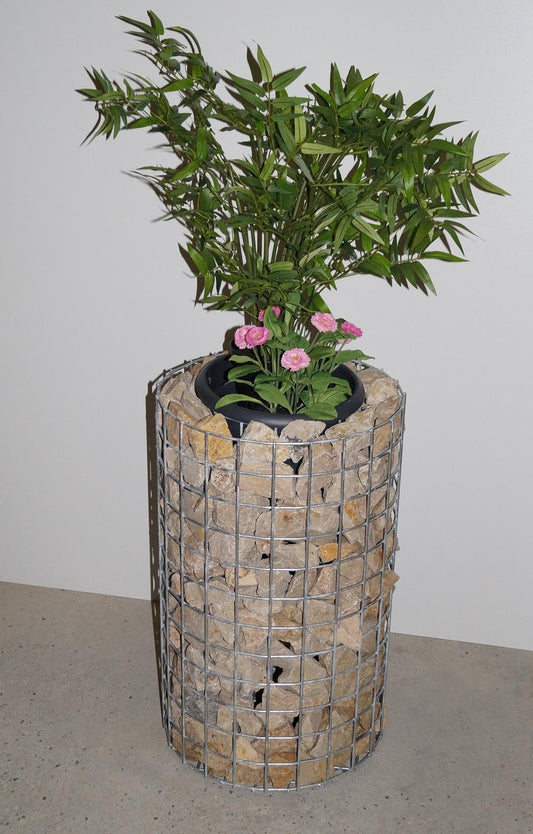 Bloemzuil hoogte 62 cm rond, diameter 37 cm, MW 5 x 5 cm, thermisch verzinkt incl. pot