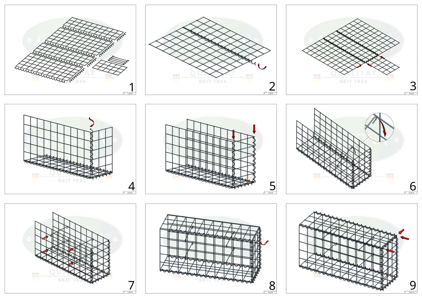 Gavión complementario tipo 2 100 cm x 20 cm x 30 cm (L x A x P), malla 10 cm x 10 cm, espiral
