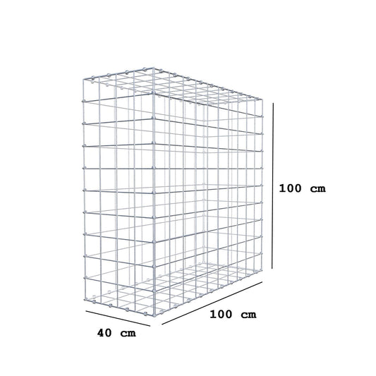 Gabione 100 cm x 100 cm x 40 cm (L x H x T), Maschenweite 10 x 10 cm, Spiralring